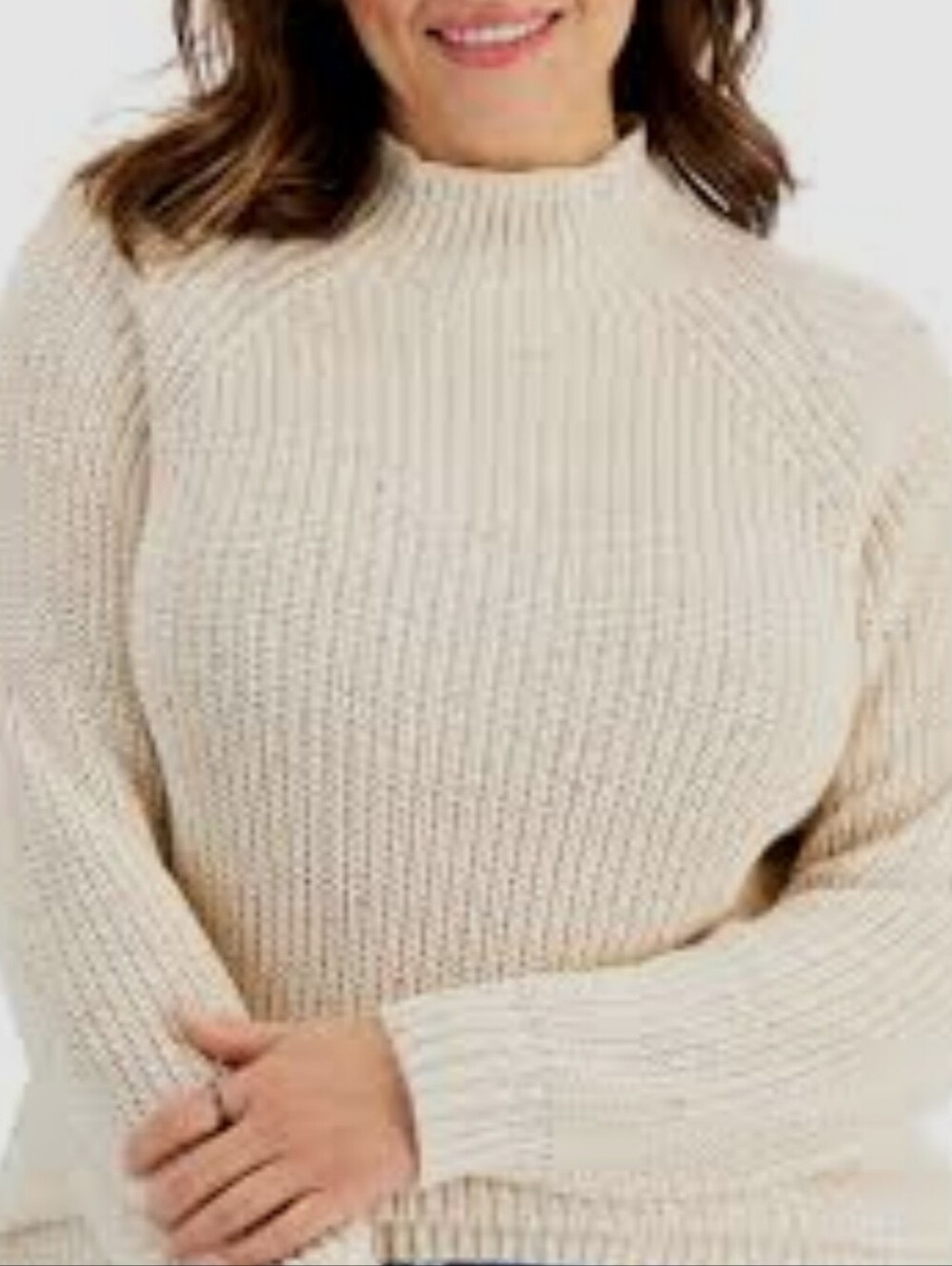 Style & Co. Cream Ivory Ribbed Mock Neck Sweater